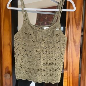 American Eagle Outfitters Sage Green Crochet Camisole